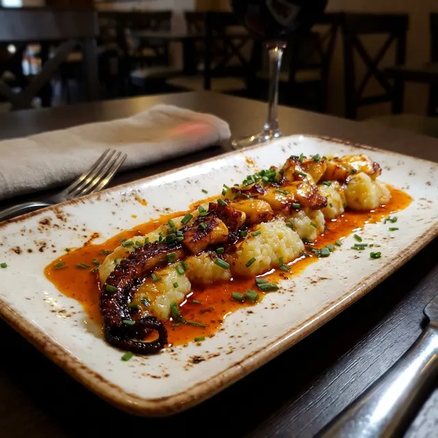 Foto de comida con IA — estilo fine dining night, ejemplo 5 | FoodyFocus