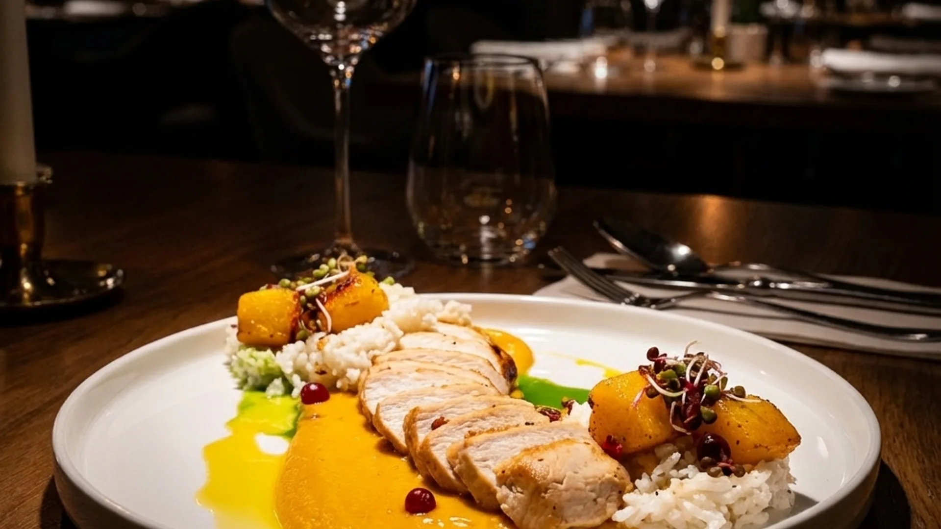 AI-generated fine dining dish by FoodyFocus for restaurant menus